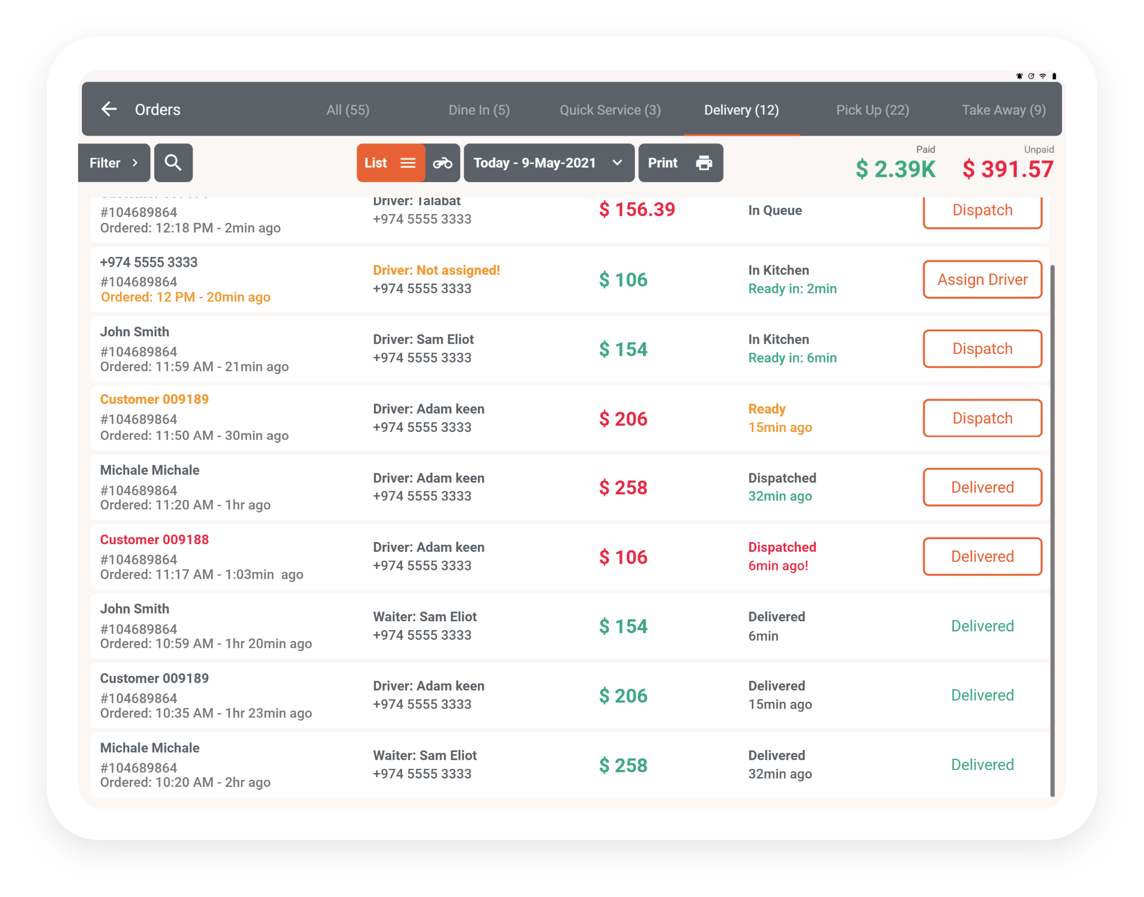 Manage Deliveries At A Glance